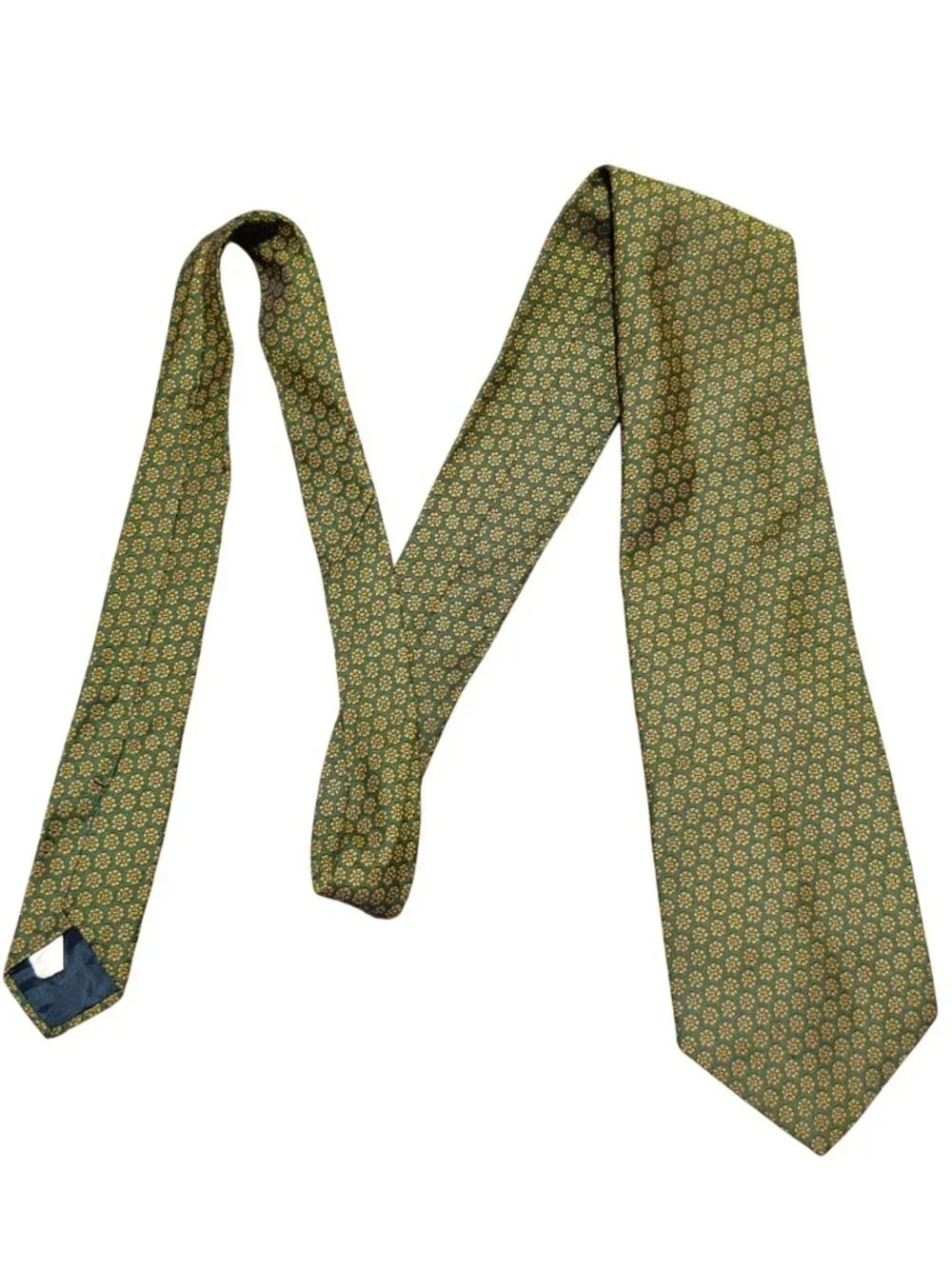 Blocks by Damon Necktie Green Gold Medallion Geometric Vintage Old Money Preppy
